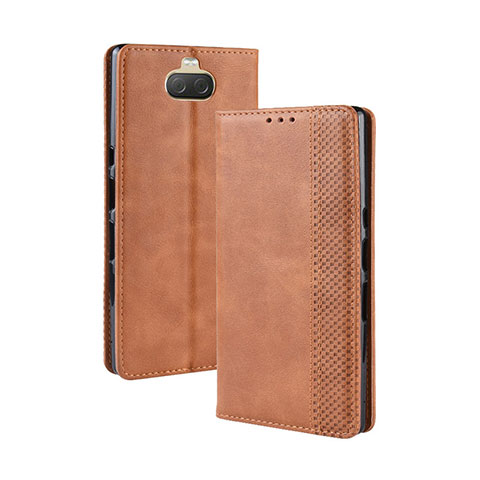 Funda de Cuero Cartera con Soporte Carcasa BY4 para Sony Xperia 10 Plus Marron