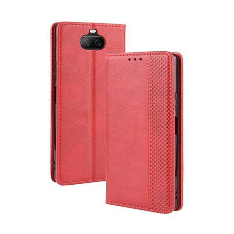 Funda de Cuero Cartera con Soporte Carcasa BY4 para Sony Xperia 8 Lite Rojo