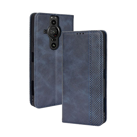 Funda de Cuero Cartera con Soporte Carcasa BY4 para Sony Xperia PRO-I Azul