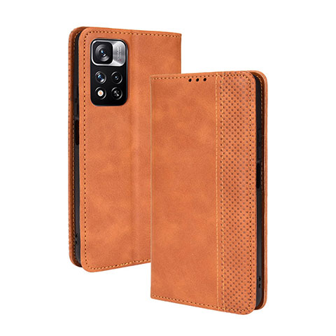 Funda de Cuero Cartera con Soporte Carcasa BY4 para Xiaomi Poco X4 NFC Marron