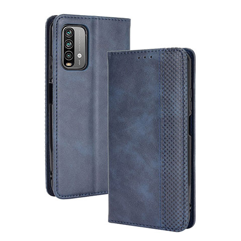 Funda de Cuero Cartera con Soporte Carcasa BY4 para Xiaomi Redmi 9T 4G Azul