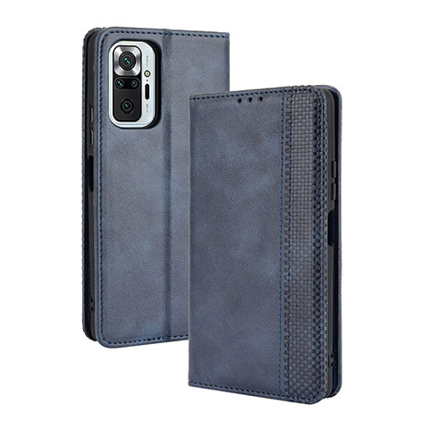 Funda de Cuero Cartera con Soporte Carcasa BY4 para Xiaomi Redmi Note 10 Pro Max Azul