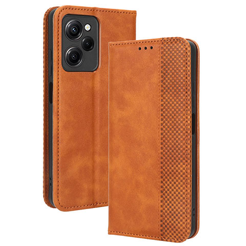 Funda de Cuero Cartera con Soporte Carcasa BY4 para Xiaomi Redmi Note 12 Pro Speed 5G Marron