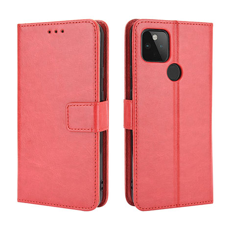 Funda de Cuero Cartera con Soporte Carcasa BY5 para Google Pixel 5 XL 5G Rojo