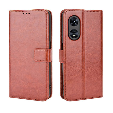 Funda de Cuero Cartera con Soporte Carcasa BY5 para Oppo A58 5G Marron