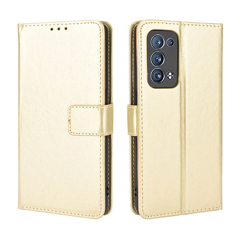 Funda de Cuero Cartera con Soporte Carcasa BY5 para Oppo Reno6 Pro 5G Oro