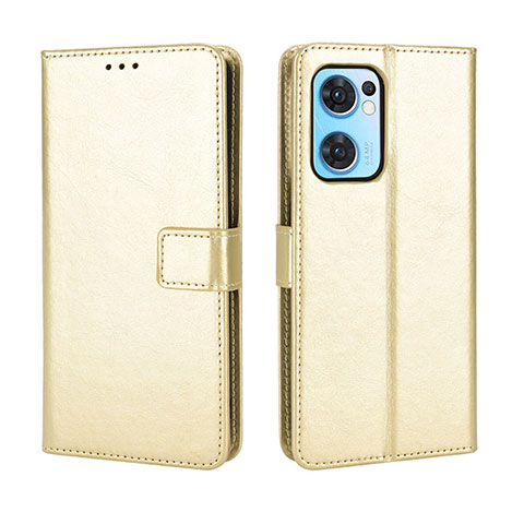 Funda de Cuero Cartera con Soporte Carcasa BY5 para Oppo Reno7 5G Oro