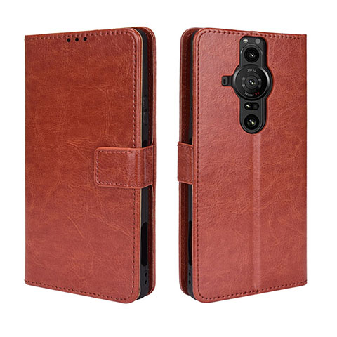 Funda de Cuero Cartera con Soporte Carcasa BY5 para Sony Xperia PRO-I Marron