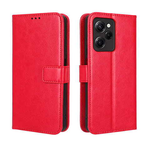 Funda de Cuero Cartera con Soporte Carcasa BY5 para Xiaomi Poco X5 Pro 5G Rojo