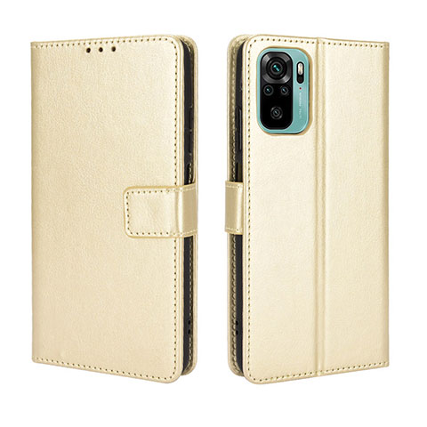 Funda de Cuero Cartera con Soporte Carcasa BY5 para Xiaomi Redmi Note 10 4G Oro