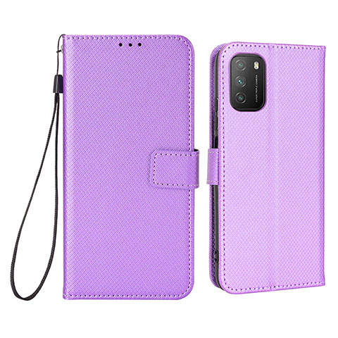 Funda de Cuero Cartera con Soporte Carcasa BY6 para Xiaomi Poco M3 Morado