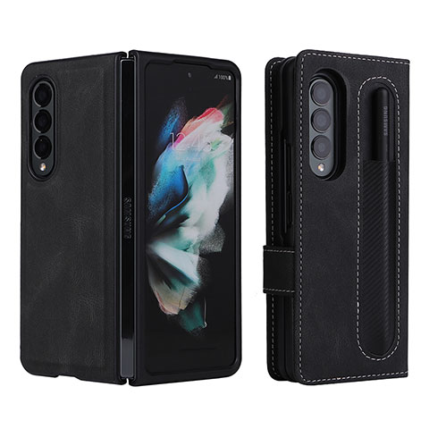 Funda de Cuero Cartera con Soporte Carcasa BY7 para Samsung Galaxy Z Fold3 5G Negro