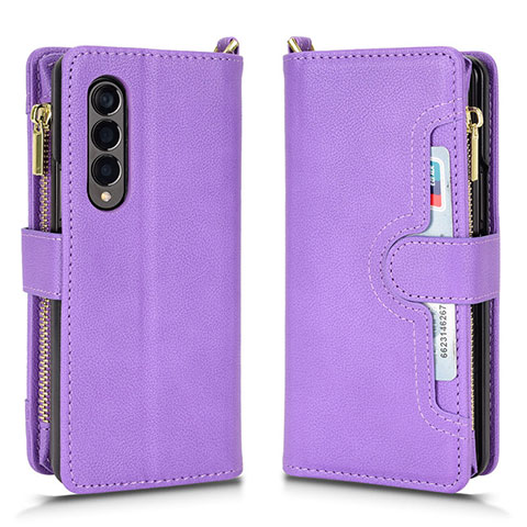 Funda de Cuero Cartera con Soporte Carcasa BY8 para Samsung Galaxy Z Fold3 5G Morado