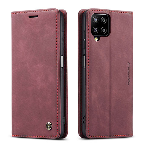 Funda de Cuero Cartera con Soporte Carcasa C01S para Samsung Galaxy A12 Nacho Rojo Rosa