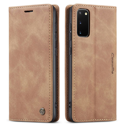 Funda de Cuero Cartera con Soporte Carcasa C01S para Samsung Galaxy S20 5G Marron Claro