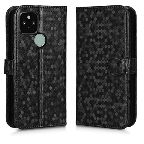 Funda de Cuero Cartera con Soporte Carcasa C01X para Google Pixel 5 Negro