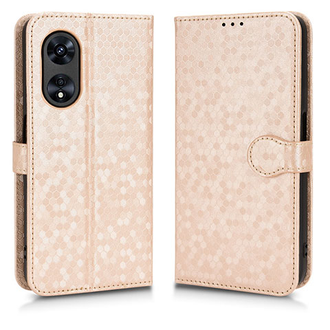 Funda de Cuero Cartera con Soporte Carcasa C01X para Oppo A58x 5G Oro