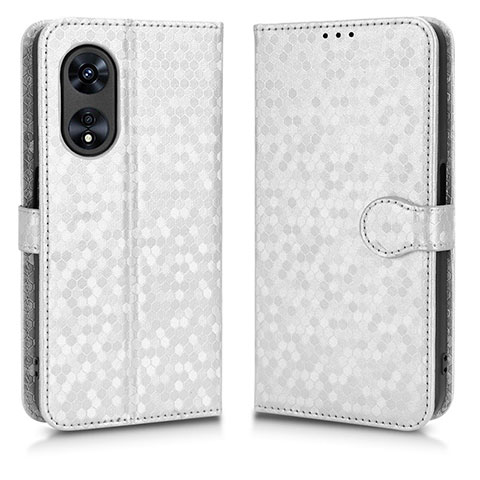 Funda de Cuero Cartera con Soporte Carcasa C01X para Oppo A97 5G Plata