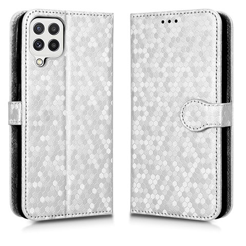 Funda de Cuero Cartera con Soporte Carcasa C01X para Samsung Galaxy A12 Nacho Plata