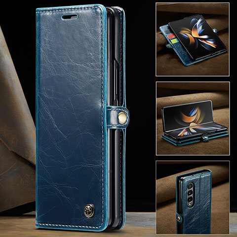 Funda de Cuero Cartera con Soporte Carcasa C02S para Samsung Galaxy Z Fold3 5G Azul