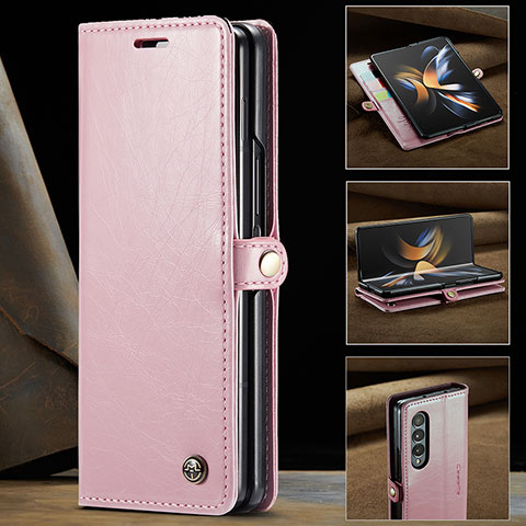 Funda de Cuero Cartera con Soporte Carcasa C02S para Samsung Galaxy Z Fold3 5G Oro Rosa