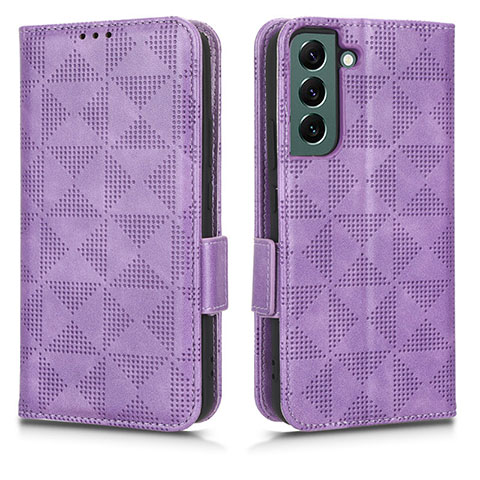 Funda de Cuero Cartera con Soporte Carcasa C02X para Samsung Galaxy S25 Plus 5G Morado