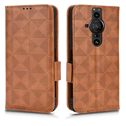 Funda de Cuero Cartera con Soporte Carcasa C02X para Sony Xperia PRO-I Marron