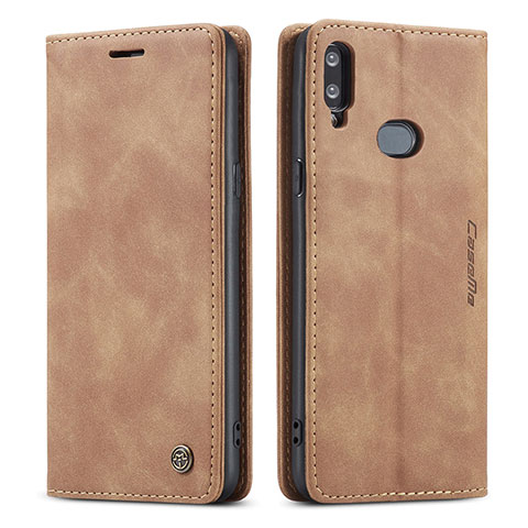 Funda de Cuero Cartera con Soporte Carcasa C03S para Samsung Galaxy M01s Marron Claro