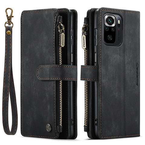 Funda de Cuero Cartera con Soporte Carcasa C03S para Xiaomi Redmi Note 10S 4G Negro