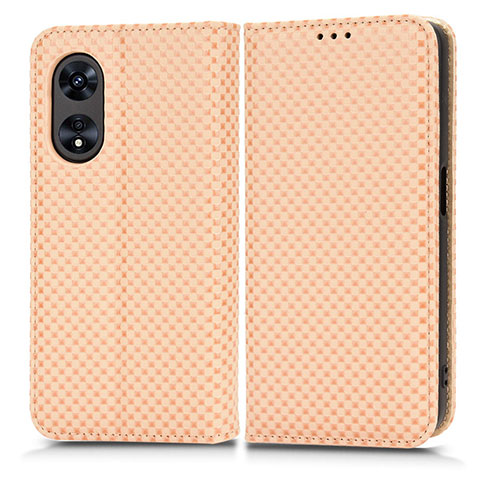 Funda de Cuero Cartera con Soporte Carcasa C03X para Oppo A58x 5G Oro