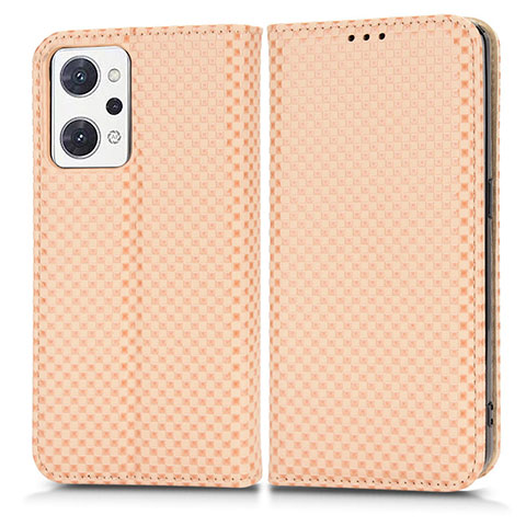 Funda de Cuero Cartera con Soporte Carcasa C03X para Oppo Reno7 A Oro