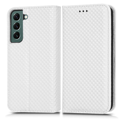 Funda de Cuero Cartera con Soporte Carcasa C03X para Samsung Galaxy S22 5G Blanco