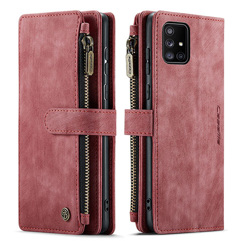 Funda de Cuero Cartera con Soporte Carcasa C05S para Samsung Galaxy A71 5G Rojo