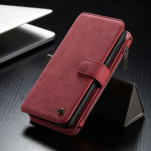 Funda de Cuero Cartera con Soporte Carcasa C12S para Samsung Galaxy S21 Plus 5G Rojo