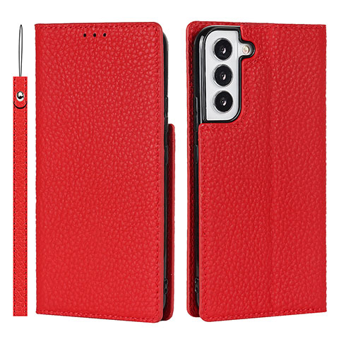 Funda de Cuero Cartera con Soporte Carcasa D01T para Samsung Galaxy S21 Plus 5G Rojo