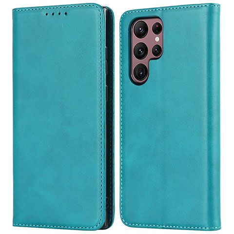 Funda de Cuero Cartera con Soporte Carcasa D03T para Samsung Galaxy S21 Ultra 5G Azul Cielo