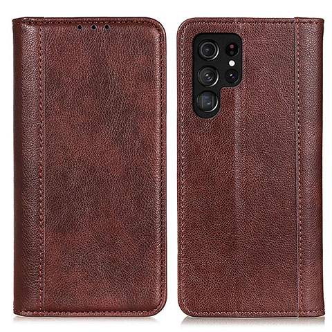 Funda de Cuero Cartera con Soporte Carcasa D03Y para Samsung Galaxy S22 Ultra 5G Marron