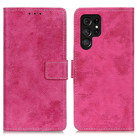 Funda de Cuero Cartera con Soporte Carcasa D05Y para Samsung Galaxy S21 Ultra 5G Rosa Roja