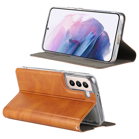 Funda de Cuero Cartera con Soporte Carcasa D08T para Samsung Galaxy S21 5G Marron