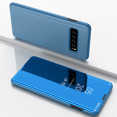 Funda de Cuero Cartera con Soporte Carcasa Espejo Carcasa para Samsung Galaxy S10 Azul Cielo