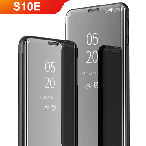 Funda de Cuero Cartera con Soporte Carcasa Espejo Carcasa para Samsung Galaxy S10e Negro