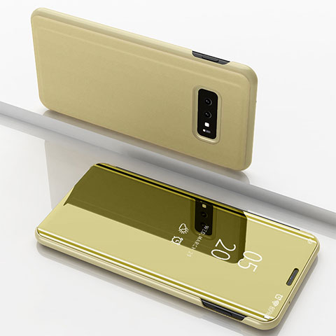 Funda de Cuero Cartera con Soporte Carcasa Espejo Carcasa para Samsung Galaxy S10e Oro