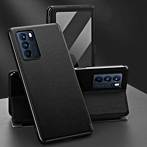 Funda de Cuero Cartera con Soporte Carcasa GS1 para Oppo Reno6 Pro 5G India Negro