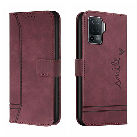 Funda de Cuero Cartera con Soporte Carcasa H01X para Oppo A94 4G Rojo
