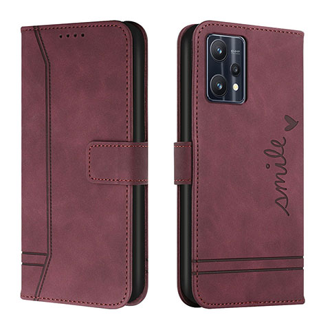 Funda de Cuero Cartera con Soporte Carcasa H01X para Realme 9 Pro 5G Rojo
