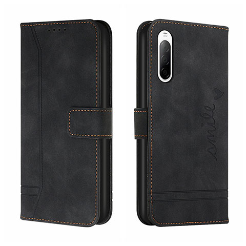 Funda de Cuero Cartera con Soporte Carcasa H01X para Sony Xperia 10 II Negro