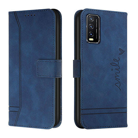 Funda de Cuero Cartera con Soporte Carcasa H01X para Vivo Y12s Azul