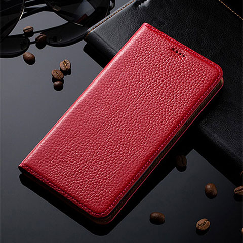 Funda de Cuero Cartera con Soporte Carcasa H02P para Apple iPhone Xs Max Rojo