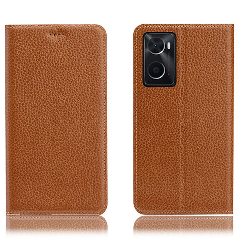 Funda de Cuero Cartera con Soporte Carcasa H02P para Oppo A76 Marron Claro