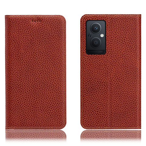 Funda de Cuero Cartera con Soporte Carcasa H02P para Oppo F21s Pro 5G Marron